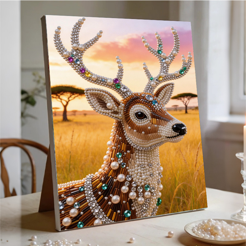 Art Craft Zebra - ชุดงานฝีมือ DIY ไข่มุกเพชร ชุดงานฝีมือทำมือรูปช้างและม้าลาย ชุดเจาะบางส่วน สำหรับตกแต่งผนัง