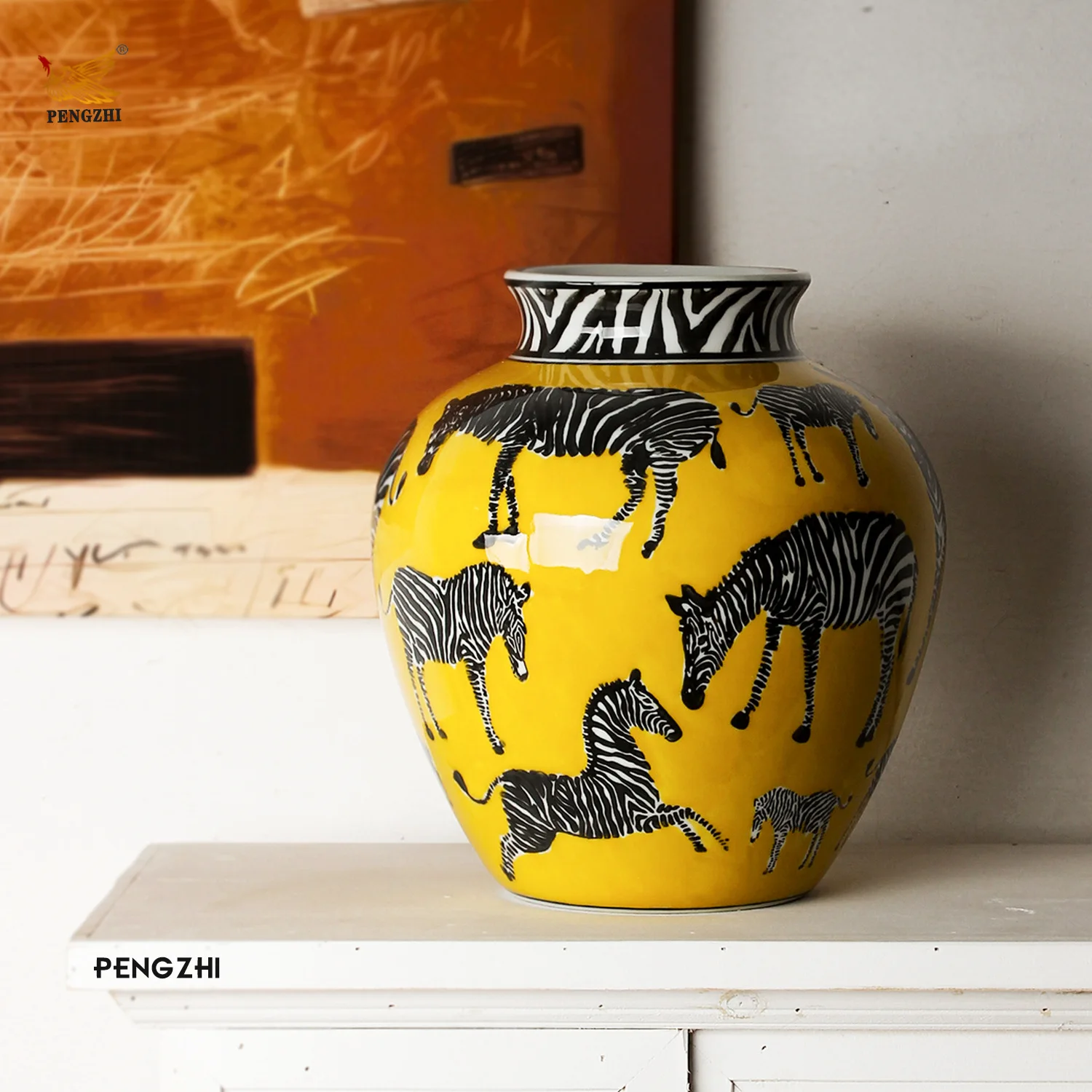 Art Craft Zebra - แจกันเซรามิก ลายม้าลาย แจกันพอร์ซเลนวินเทจ แจกันดอกไม้ งานศิลปะและหัตถกรรม ตกแต่งบ้านและตู้เทอร์ราเรียม