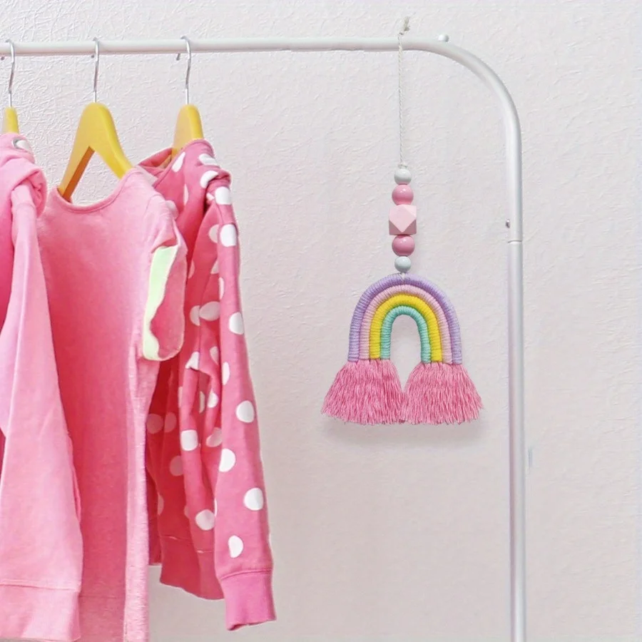 Art And Craft For Nursery - โมบายลมสีรุ้ง งานถักทอขนาดเล็ก ของตกแต่งแขวนผนังบ้าน งานฝีมือแขวนตกแต่ง ห้องเด็ก ห้องนั่งเล่น
