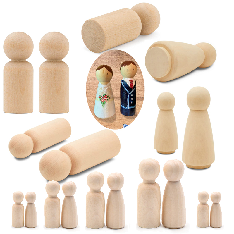 Art And Craft For Nursery - ตุ๊กตาไม้แบบยังไม่เสร็จสมบูรณ์ 5 ชิ้น รูปทรงผู้หญิงและผู้ชาย เหมาะสำหรับงานศิลปะและงานฝีมือ ตกแต่งบ้านและห้องเด็ก