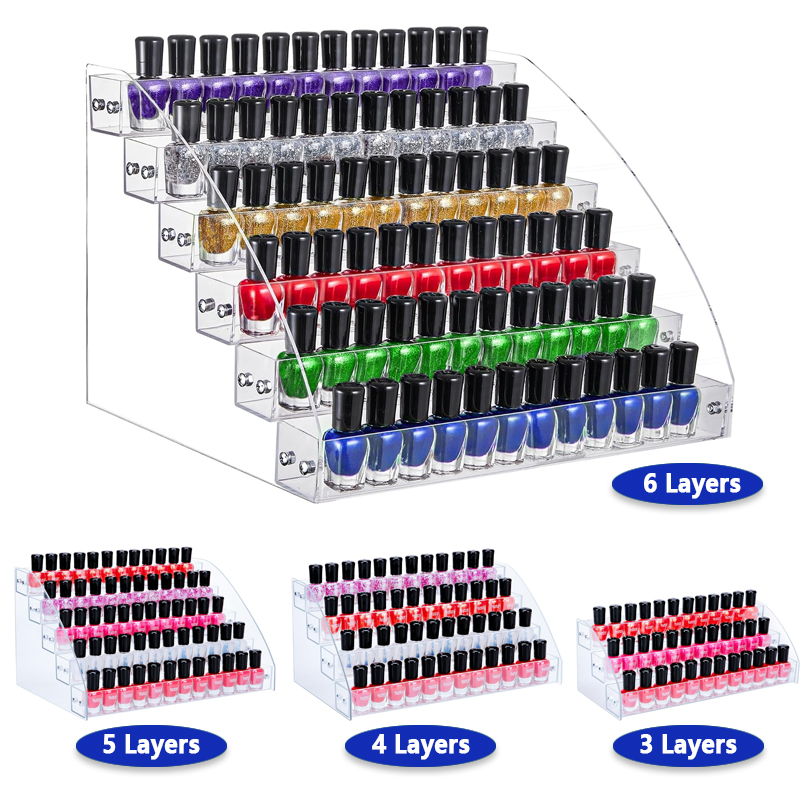 Acrylic Pour Paint - ชั้นวางอะคริลิคสำหรับจัดเก็บยาทาเล็บ 3-6 ชั้น ชั้นวางโชว์แบบใสสำหรับขวดสี น้ำมันหอมระเหย หมึก