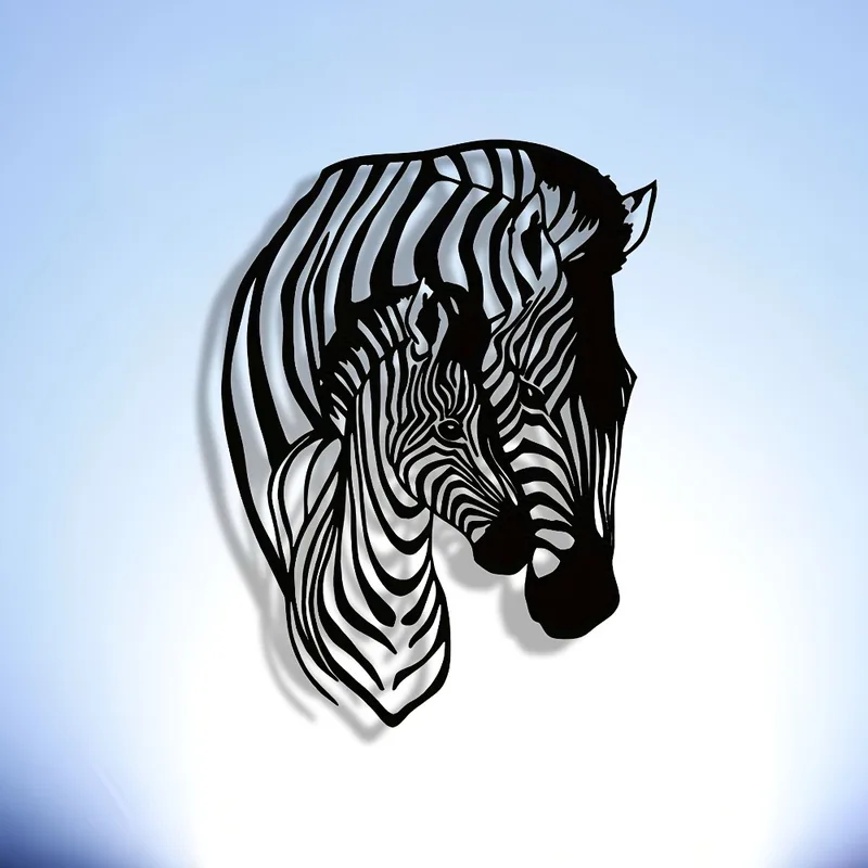 Art Craft Zebra - งานศิลปะติดผนังโลหะลายครอบครัวม้าลายสไตล์มินิมอลสุดหรู - เหมาะสำหรับตกแต่งบ้าน สำนักงาน และร้านกาแฟ |