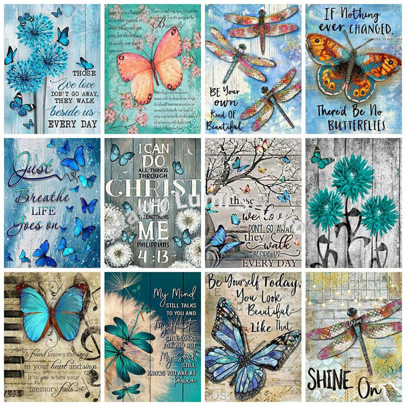 Art Craft Butterfly - ภาพวาดเพชร 5 มิติ ลายผีเสื้อ รูปสัตว์ แบบเต็มแผ่น