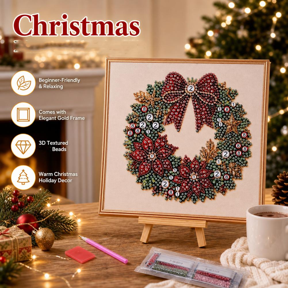 Art Craft Gifts For Adults - ชุดงานศิลปะภาพวาดเพชรไข่มุกคริสต์มาสพร้อมกรอบ ชุดงานฝีมือ DIY ลูกปัดไข่มุกสำหรับผู้ใหญ่และผู้เริ่มต้น ตกแต่งบ้าน งานศิลปะติดผนัง